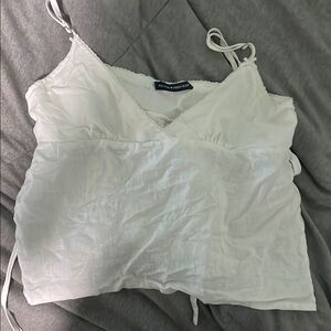 Brandy Melville White Linen Top